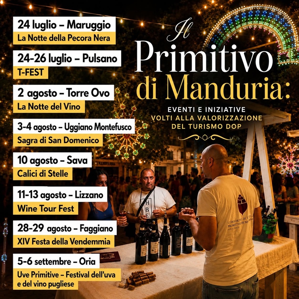 Il Primitivo di Manduria protagonista dell’estate 2026