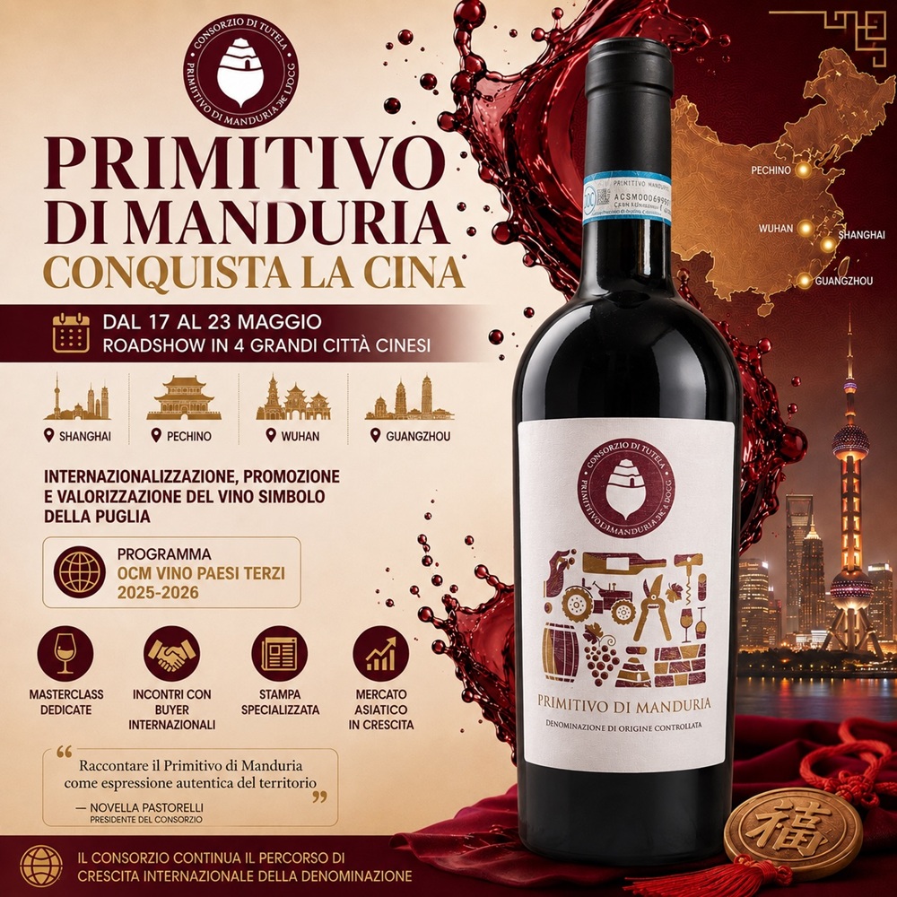 Il Primitivo di Manduria conquista la Cina